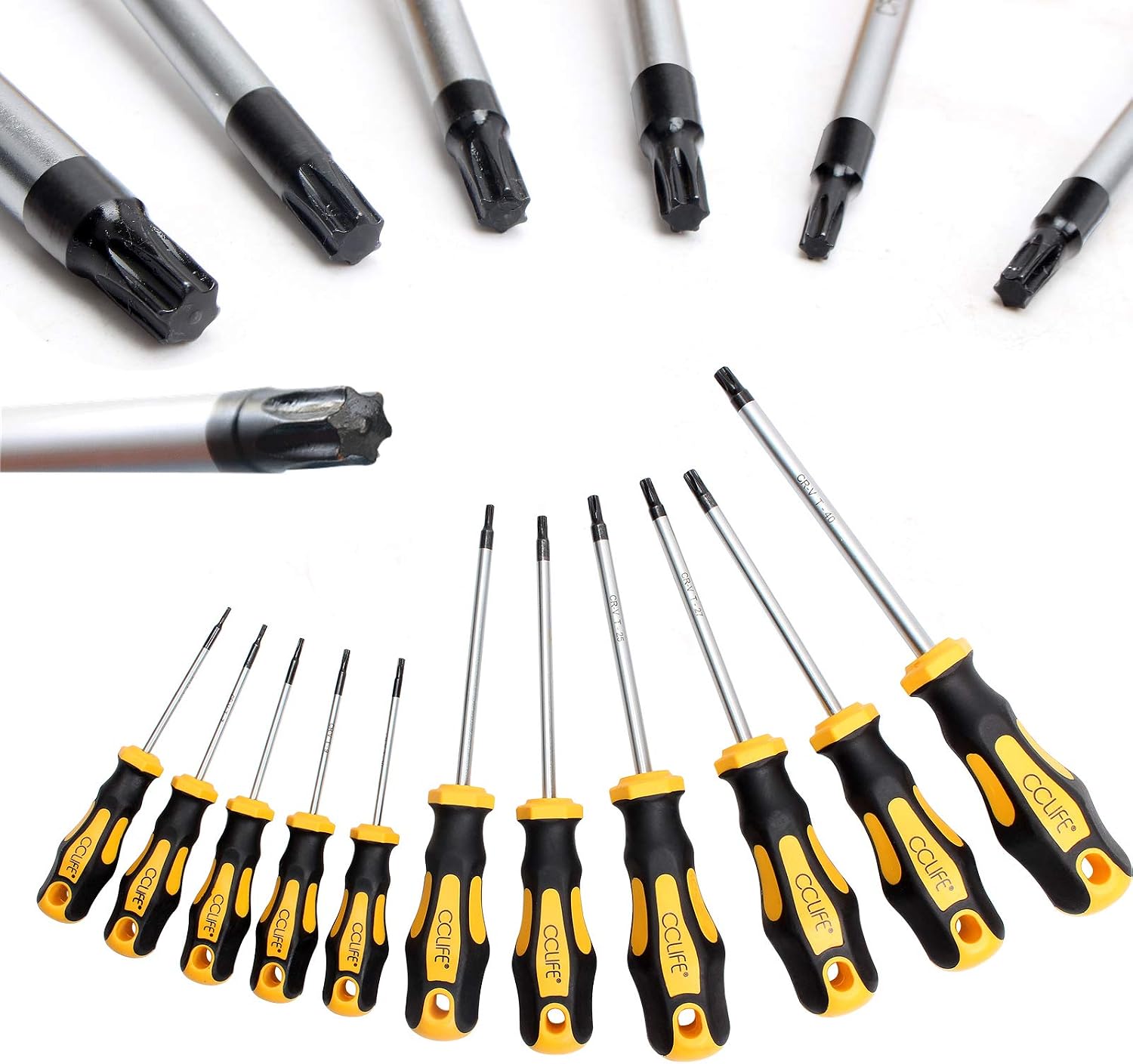 Detalle de CCLIFE 5015 Torx-schroevendraaierset, 11-delig, magnetisch T6–T40