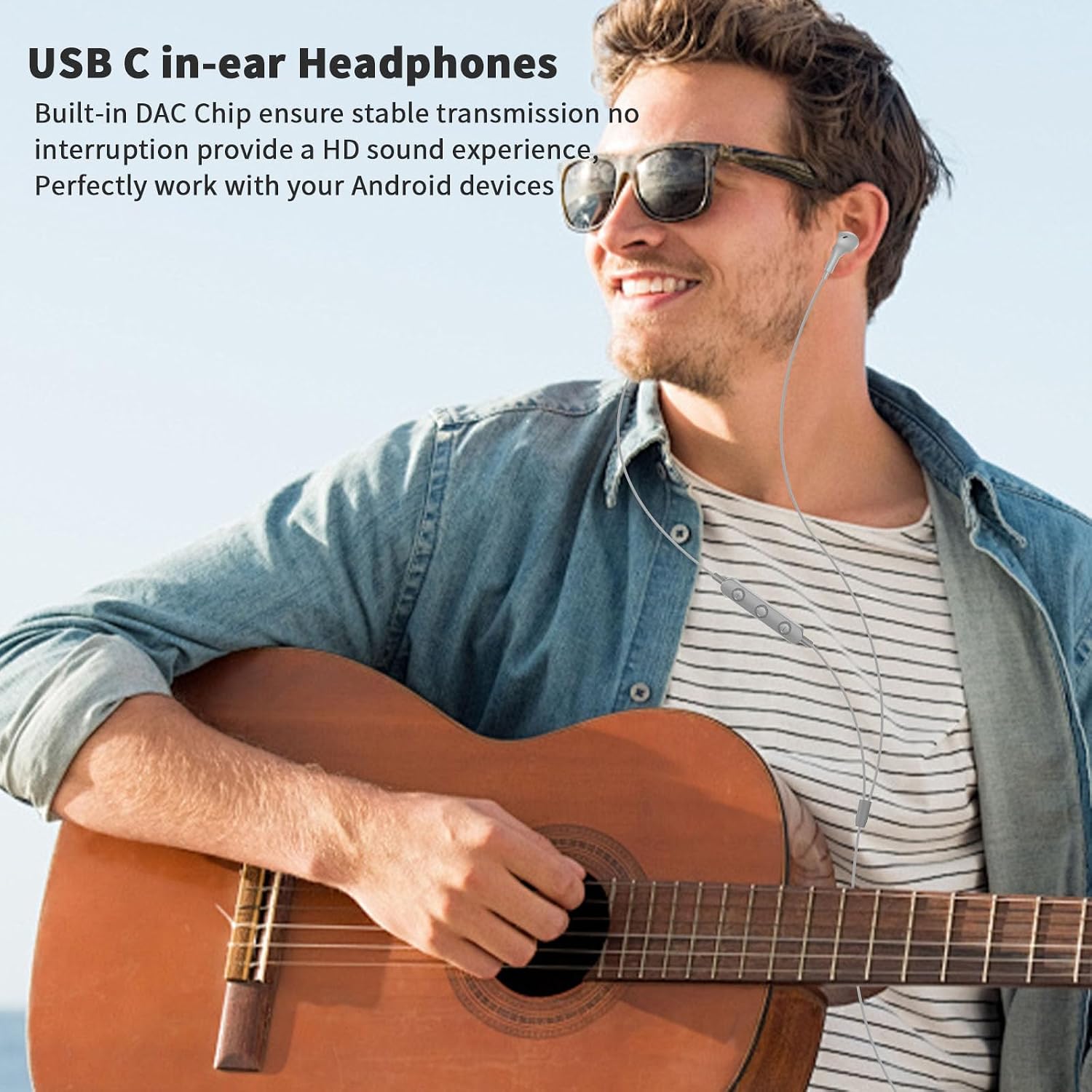 Detalle de USB-C wired earbuds with mic
