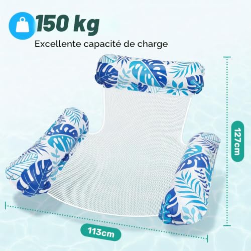 Detalle 2 de Elidepe Bouee Piscine 4 en 1 — Matelas gonflable 2 pièces, chaise longue, hamac et selle de sport
