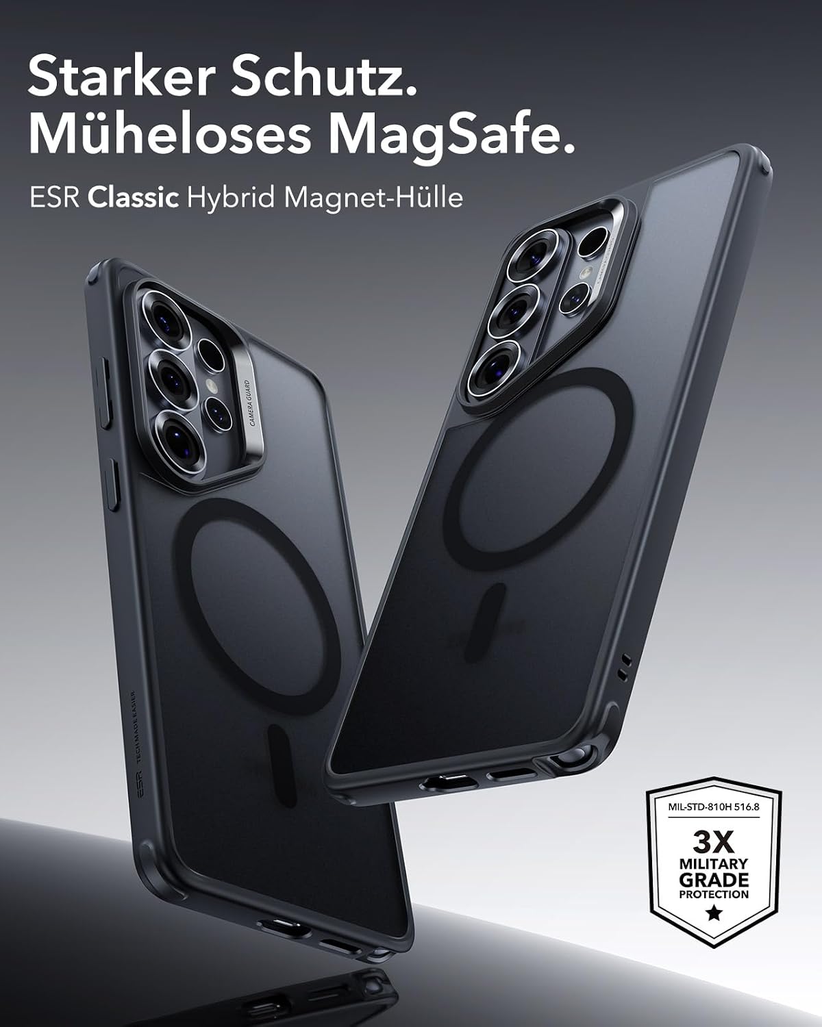 Detalle 2 de ESR MagSafe Hülle für Samsung Galaxy S26 Ultra – MIL-STD-810H Militärschutz & 1.500 g Magnetkraft, matt schwarz