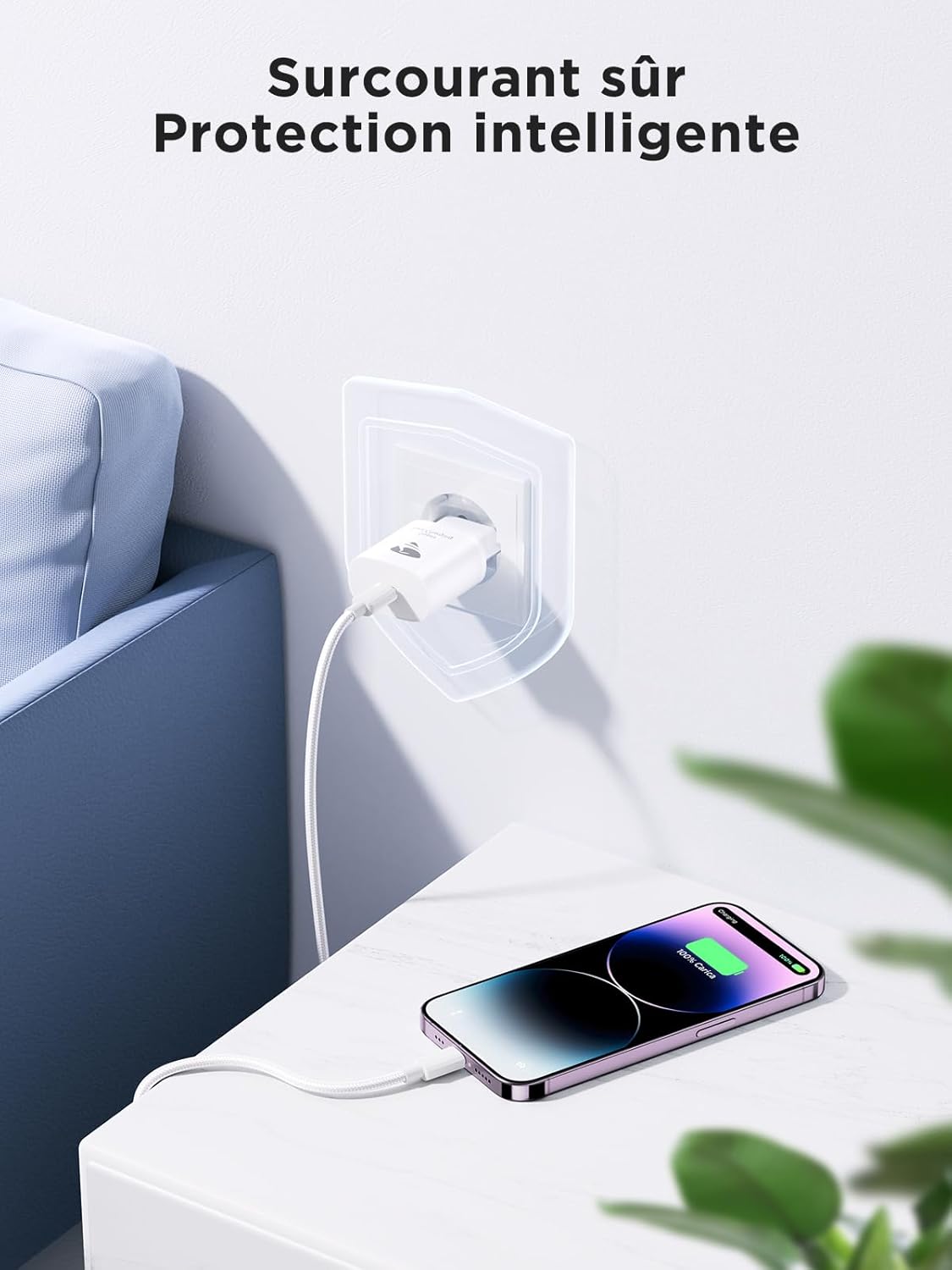 Detalle de Caricatore USB-C 20W con cavo Lightning da 2 m – Yosou, ricarica rapida per iPhone e dispositivi