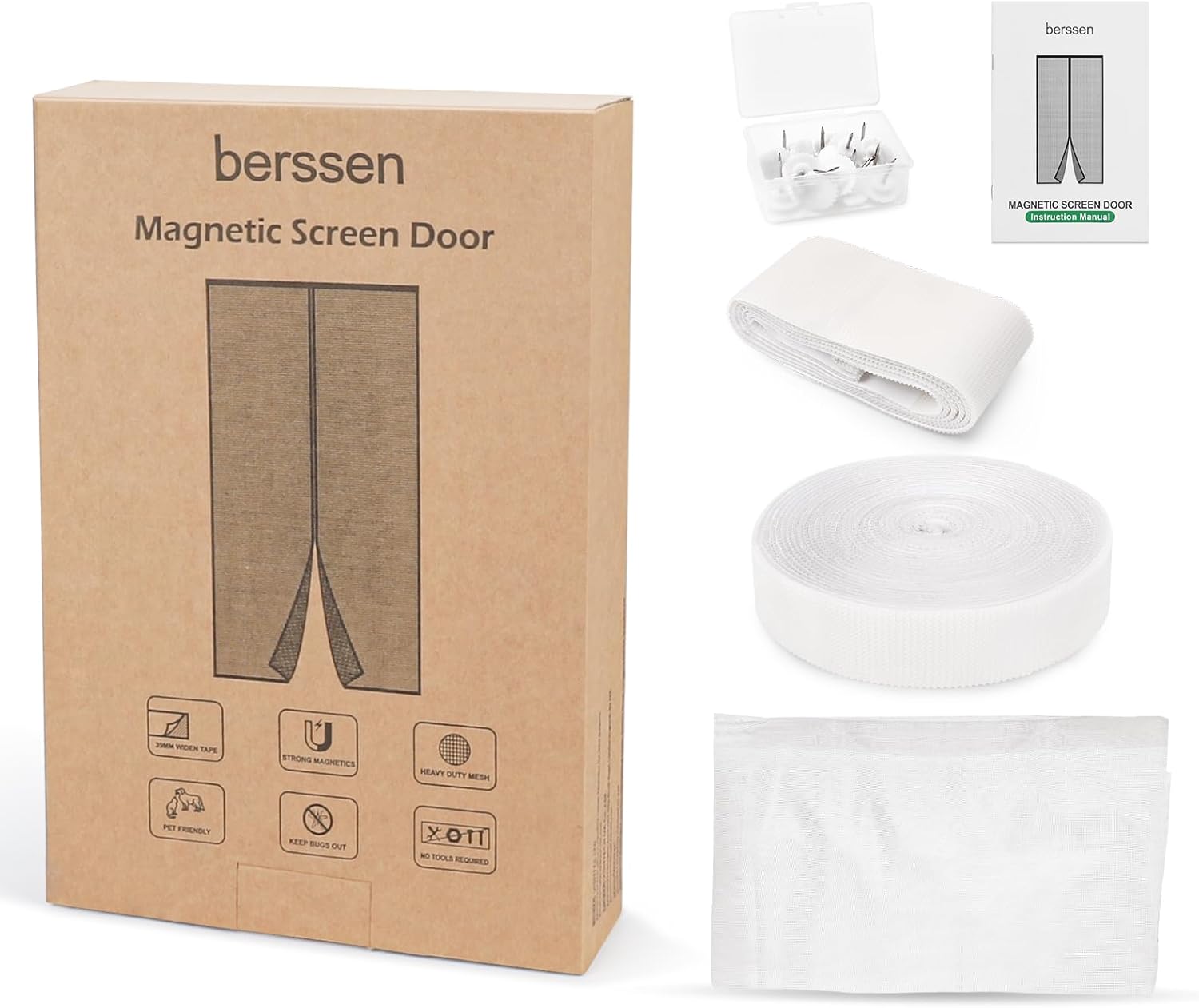 Thumbnail 5 de Fliegengitter Balkontür Magnet (100 x 210 cm) mit Klettband – ohne Bohren, weiß