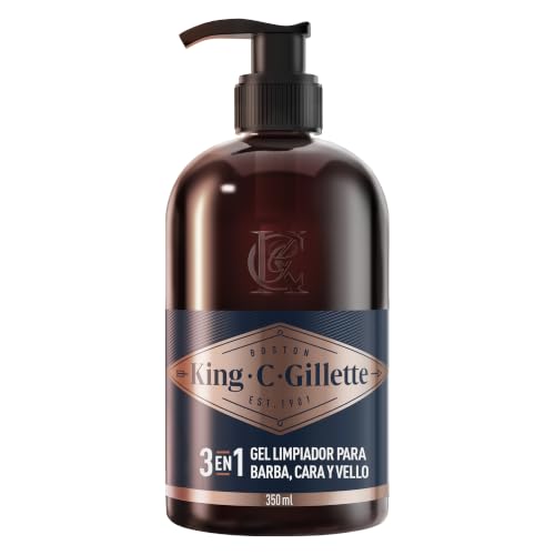 Detalle de King C. Gillette Gel 3 en 1 para Barba, Rostro y Pelo – 350 ml
