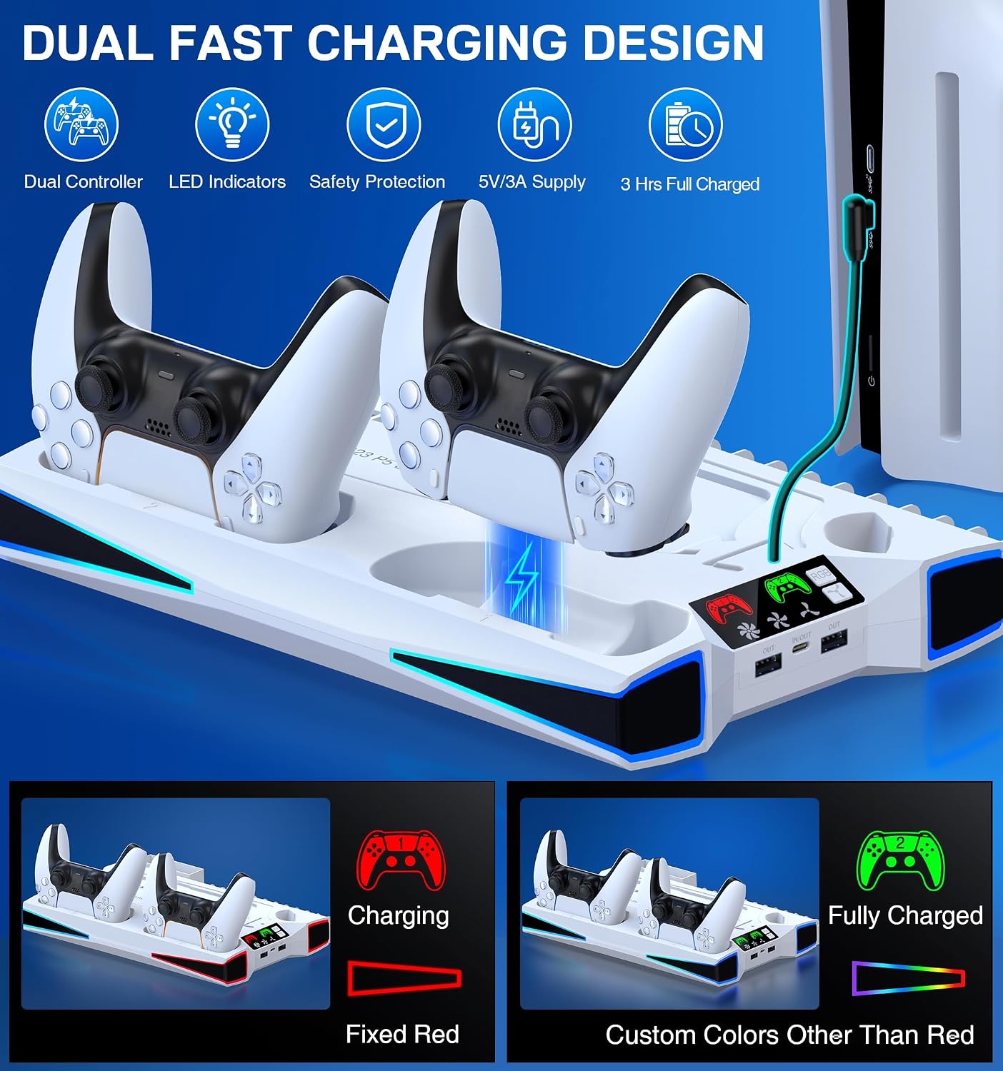 Thumbnail 4 de Vertical PS5 Stand and Cooler Station with Dual Controller Charging