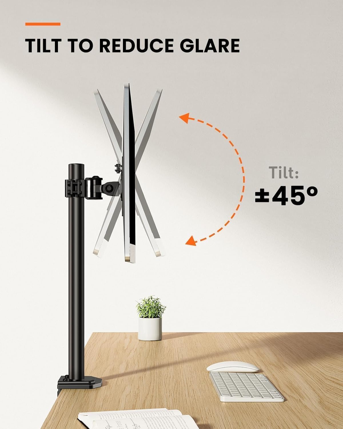 Detalle de ErGear Single Monitor Stand for 13–32” Screens, VESA 75x75/100x100 – Stable, space-saving desk mount