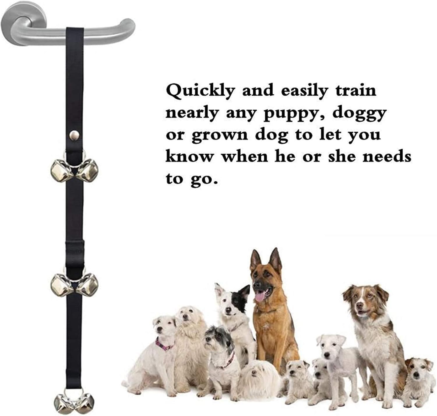 Detalle 2 de ADOGO® Dog Puppy Potty Training DoorBells (length adjustable) — dog house toilet training bells