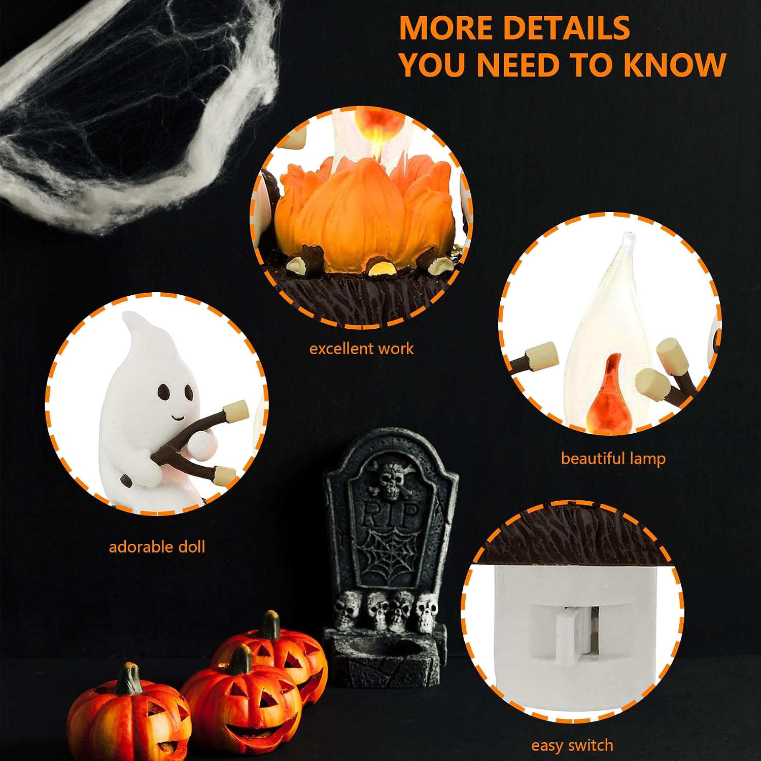 Detalle 2 de MXXT HGCFL001 Halloween Ghost Campfire Plug-In LED Night Light, Purple