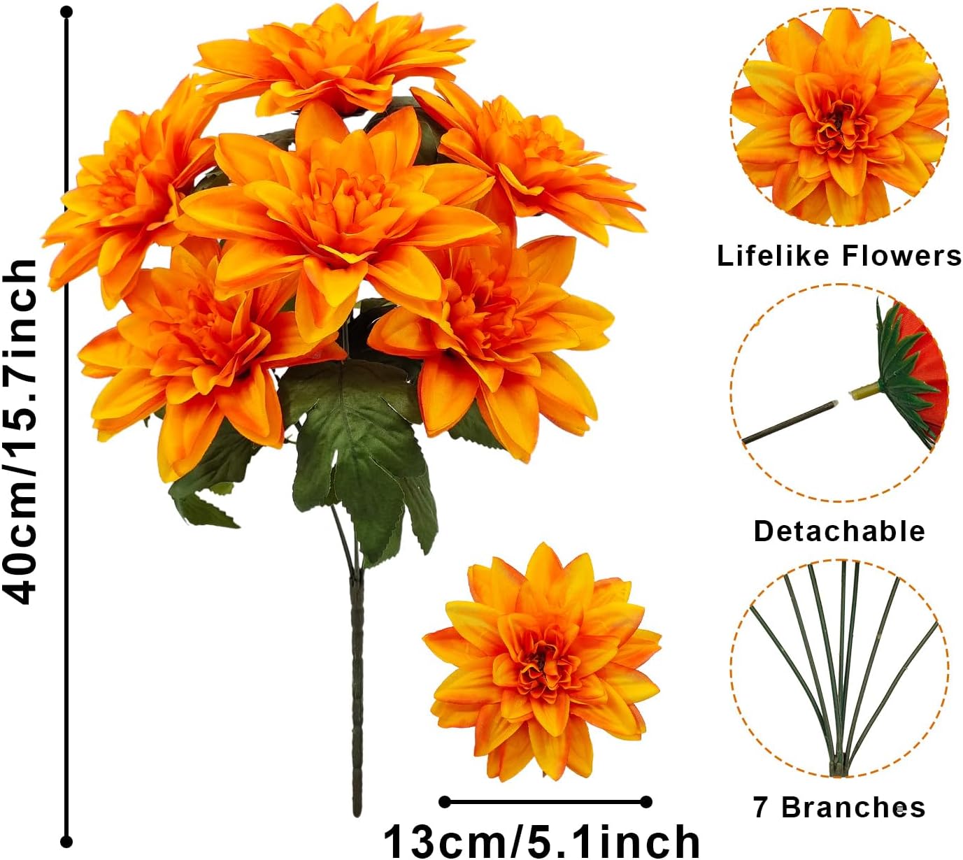 Detalle de FOUSUKA Artificial Dahlia Flowers, Silk