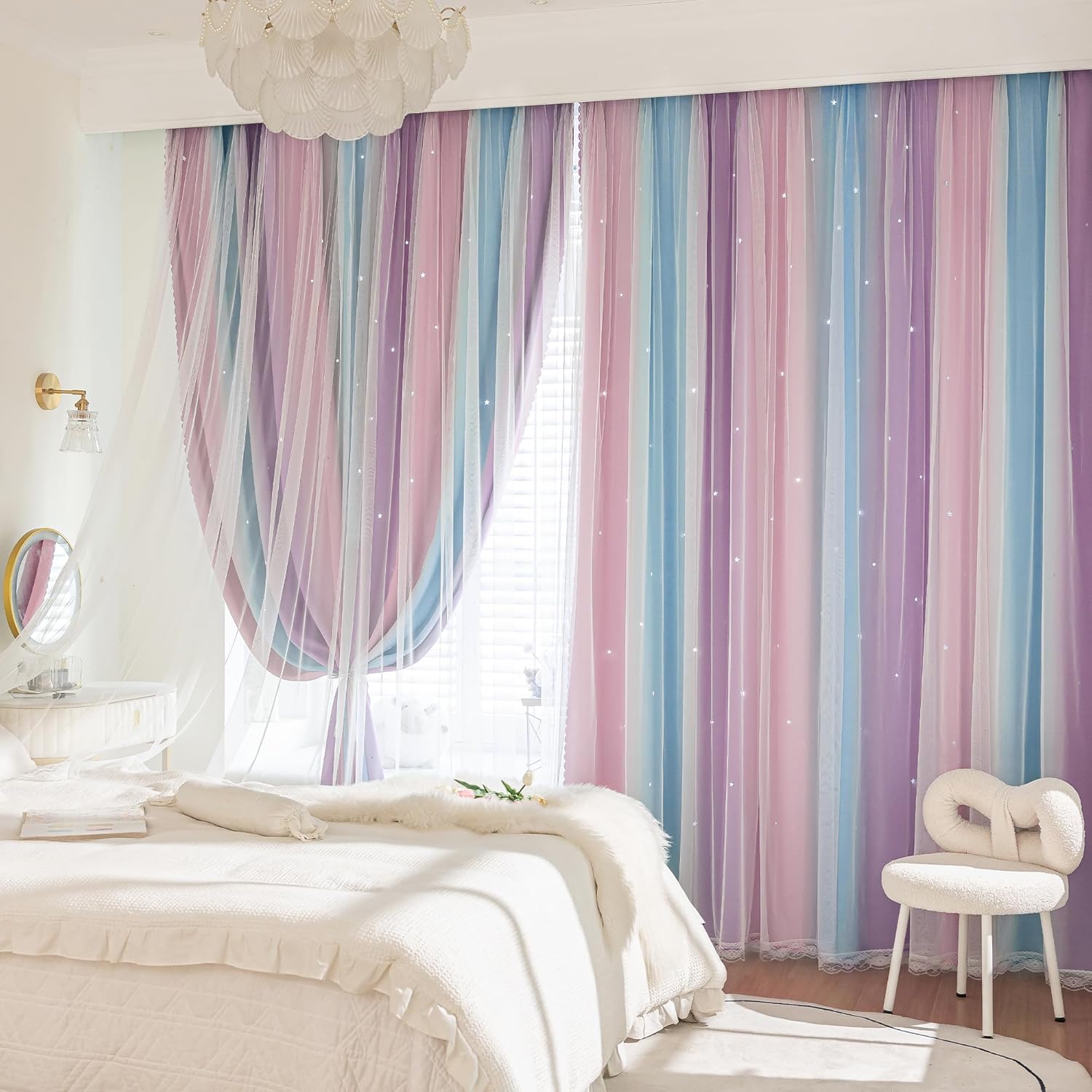 Thumbnail 5 de XiDi Blackout Curtains 63 in Rainbow Panels