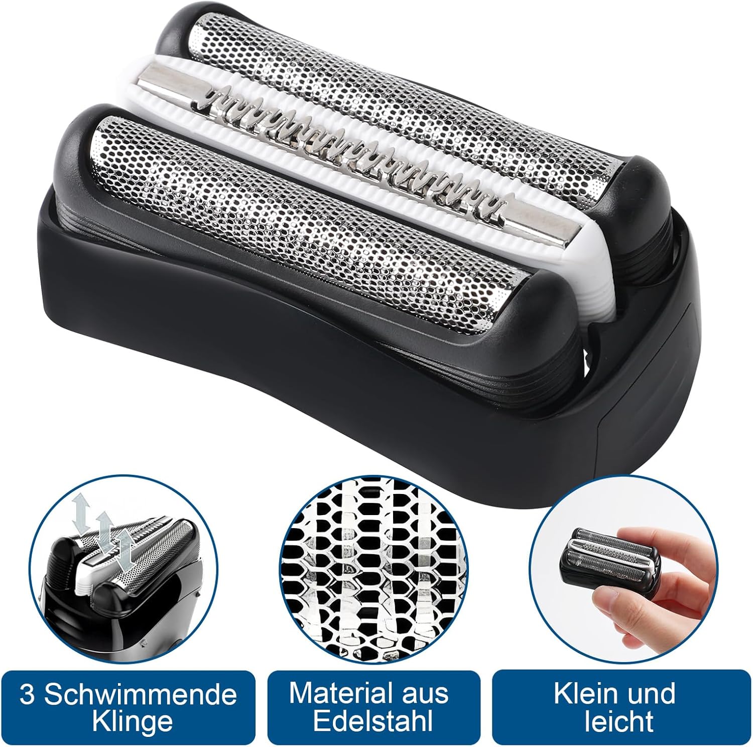 Detalle 2 de 2er-Set 32B Ersatzköpfe für Braun Series 3 – kompatibel mit S3 310s & 3090cc (nass & trocken)