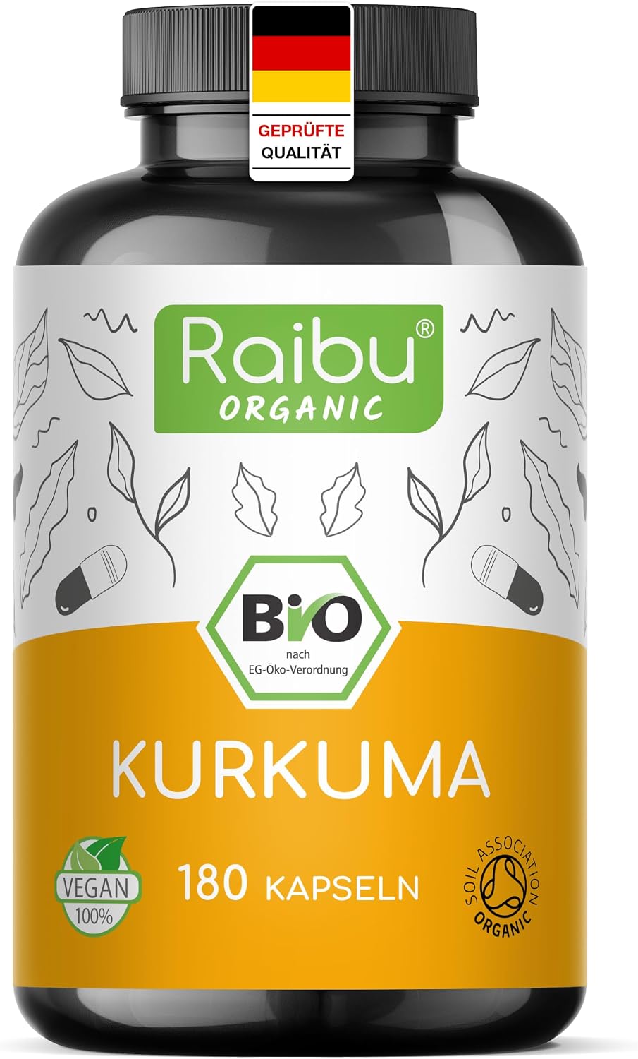 Detalle de Raibu BIO Kurkuma Kapseln hochdosiert 180 Stück