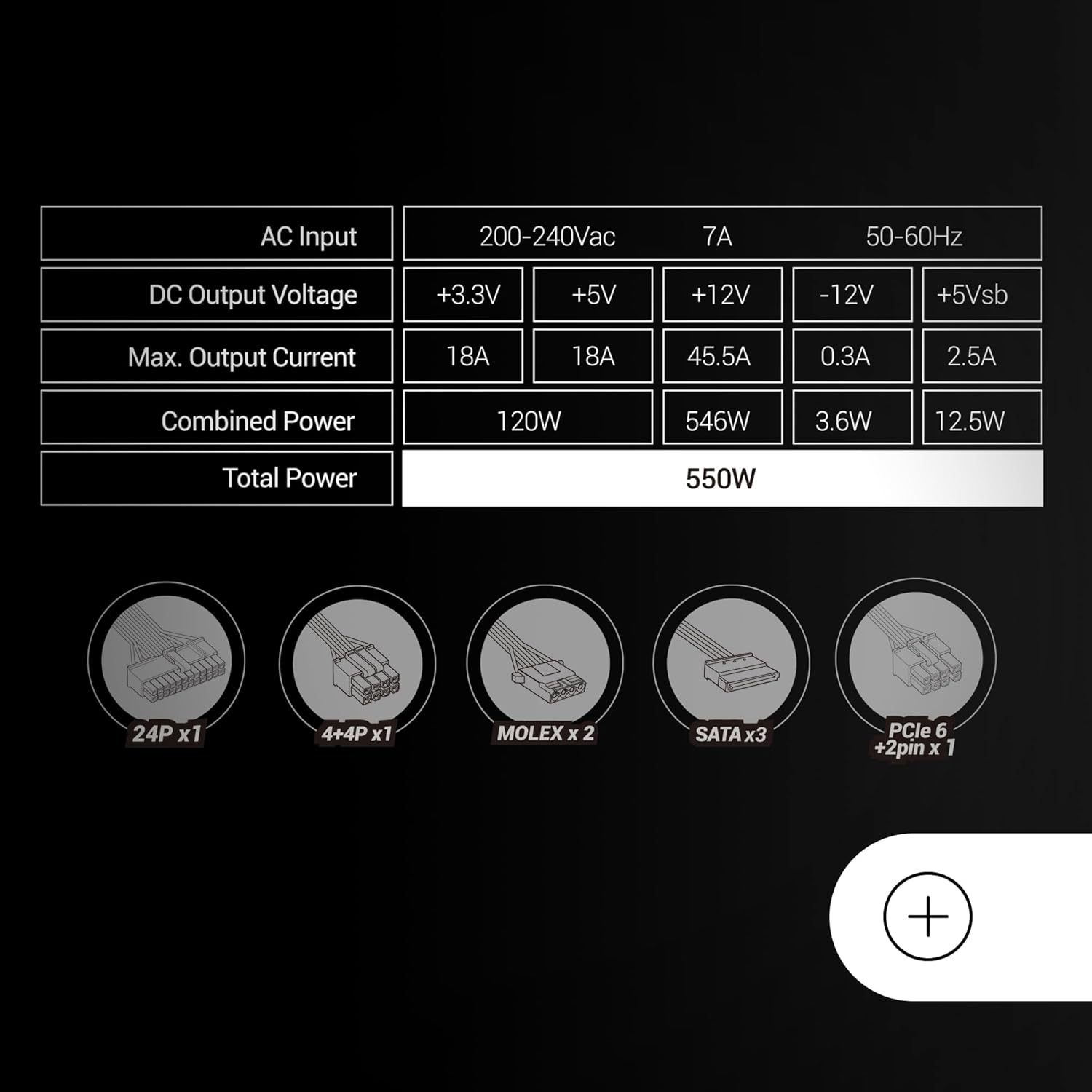 Thumbnail 4 de Mars Gaming MPIII550P ATX-Netzteil 550W mit 5 Jahren Garantie, APFC und 120-mm-FDB-Lüfter