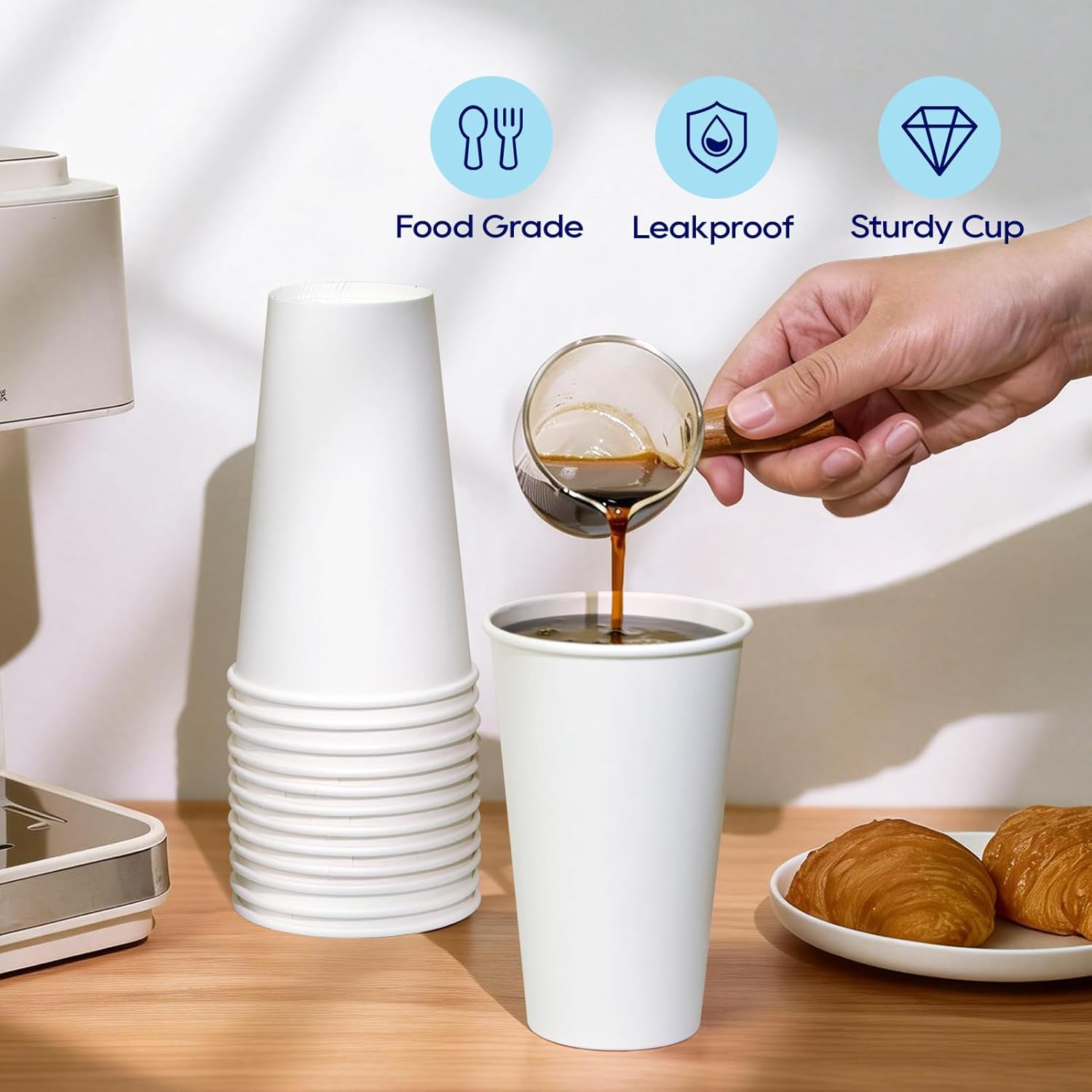 Thumbnail 3 de LITOPAK 210-Pack 16 oz Disposable Paper Coffee Cups (Hot/Cold) with Leak-Resistant Lining