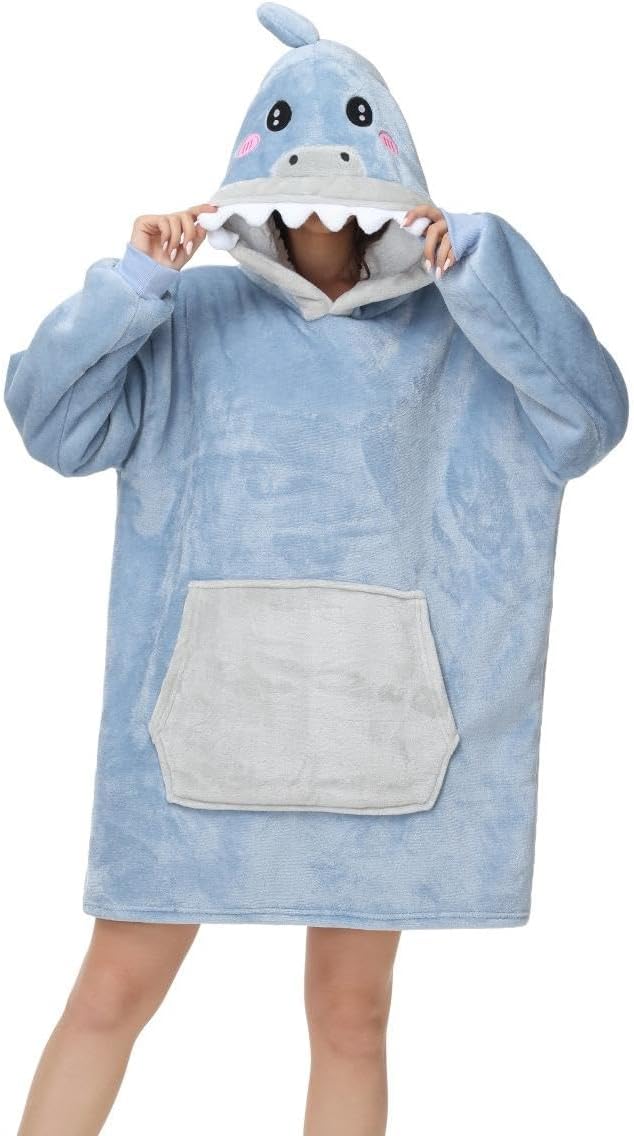 chuangminghangqi Unisex Kuscheldecke als Hoodie mit Ärmeln und Kapuze – große Tier-Optik für Winter & Sofa