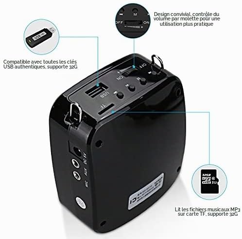 Detalle 2 de SHIDU ES-SD05 draagbare spraakversterker met microfoon, 15 W en 2000 mAh