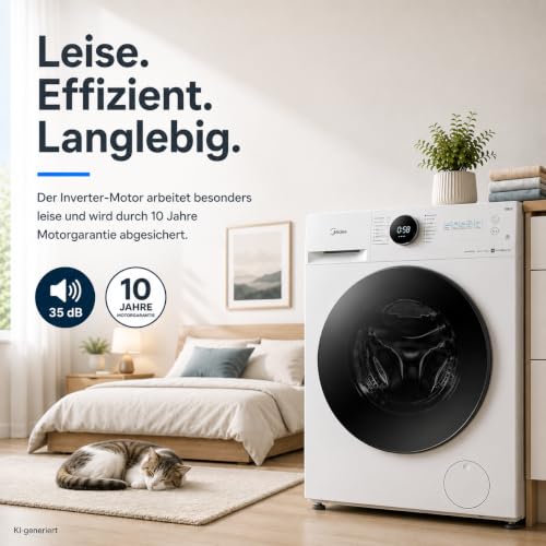 Detalle 2 de Midea MF200W80WB-14AS: 8 kg Waschmaschine mit Inverter, App-Steuerung und Turbo Wash