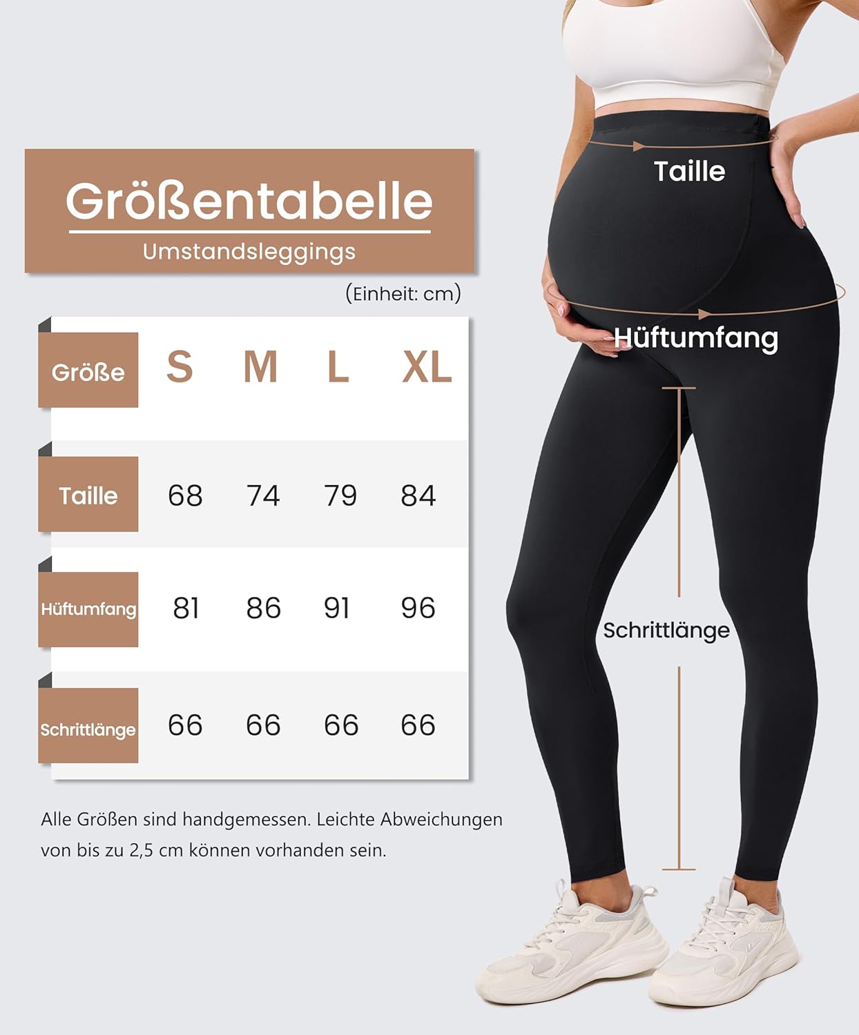 Thumbnail 5 de BAYDI Creamlush Schwangerschaftsleggings mit verstellbarem Bauchbund – High-Waist, blickdichte Umstandsleggings