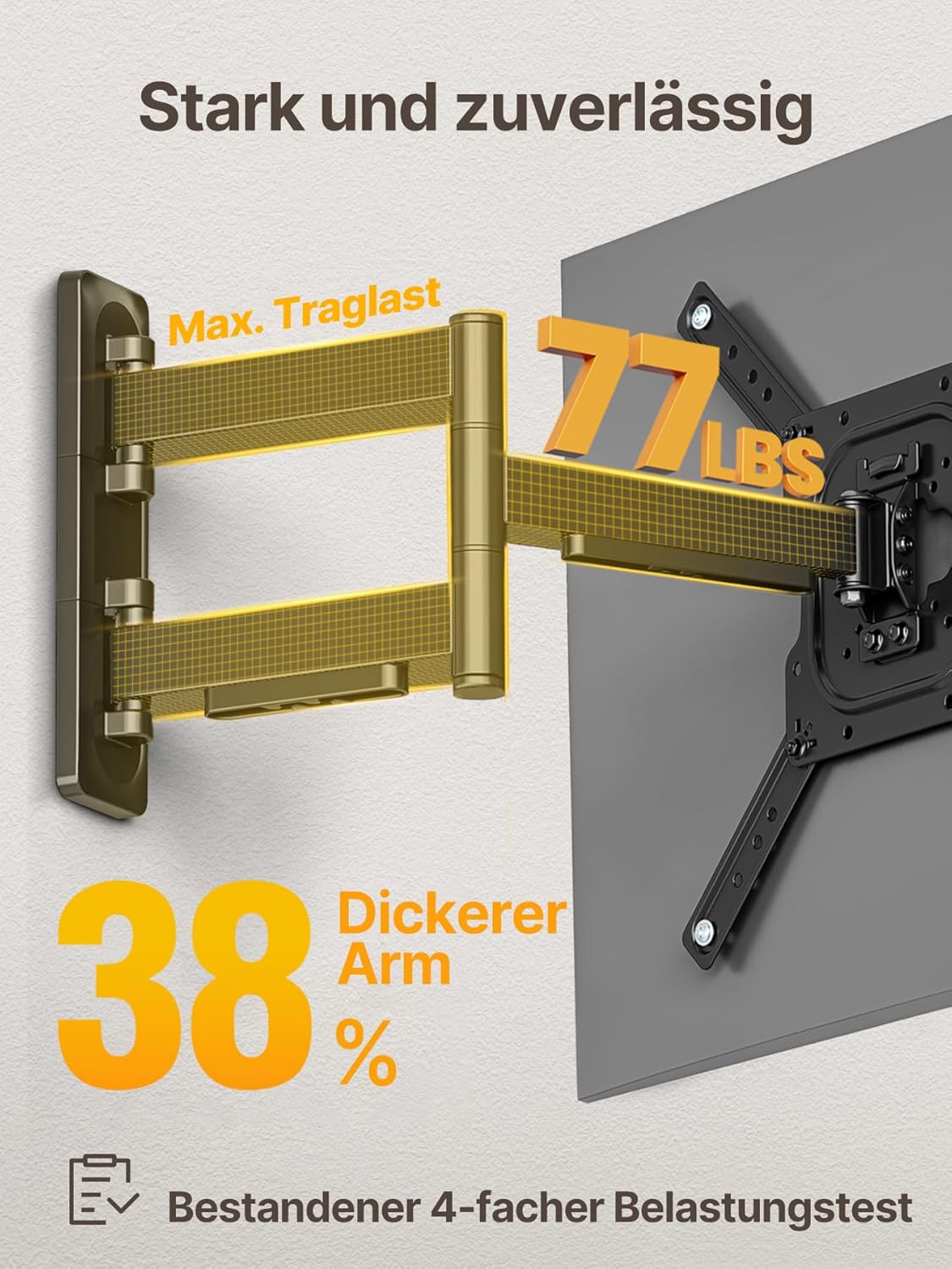 Thumbnail 2 de monTEK TV Wandhalterung 23–65 Zoll – schwenkbar, neigbar, 423 mm Auszug, VESA bis 400x400 mm