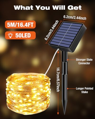 Detalle de bitjam Solar-Lichterkette Outdoor, 7 m mit 50 LEDs – wetterfest & IP65