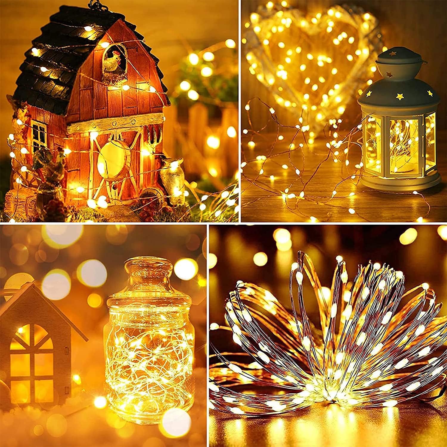 Thumbnail 4 de Lezonic Solar Fairy Lights, 4 Pack – 12 M / 40 Ft Each, 120 LED Copper Wire Outdoor String Lights (Warm White)
