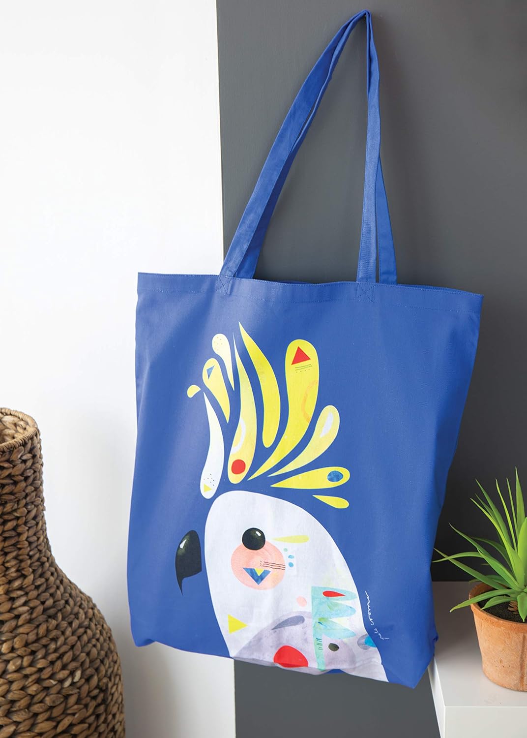 Detalle de Maxwell & Williams Pete Cromer - Borsa tote grande stampa cacatua, cotone etico 42 x 41 cm