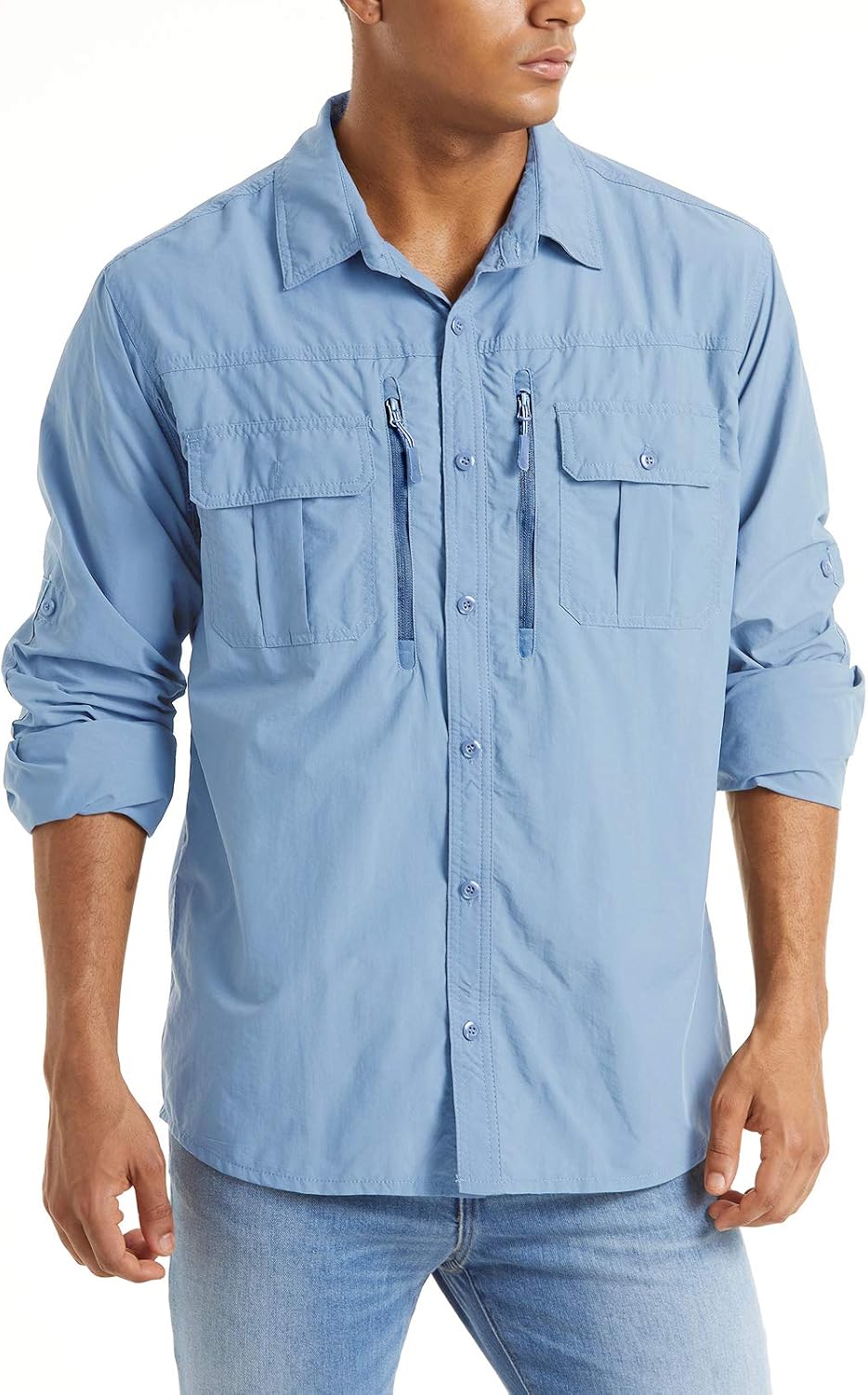 Detalle de TACVASEN Men's Tactical Hiking Shirt, Quick-Dry Long Sleeve with UV Protection