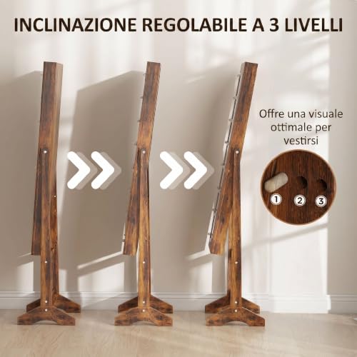 Detalle de HOMCOM Specchio Portagioie con Luce LED – 36x30x136 cm, Marrone Rustico