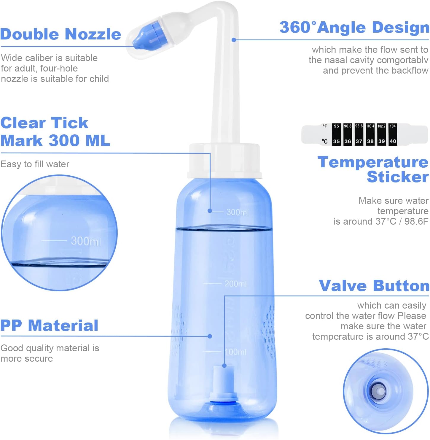 Detalle 2 de URAQT Neti Pot 300ml 🩺