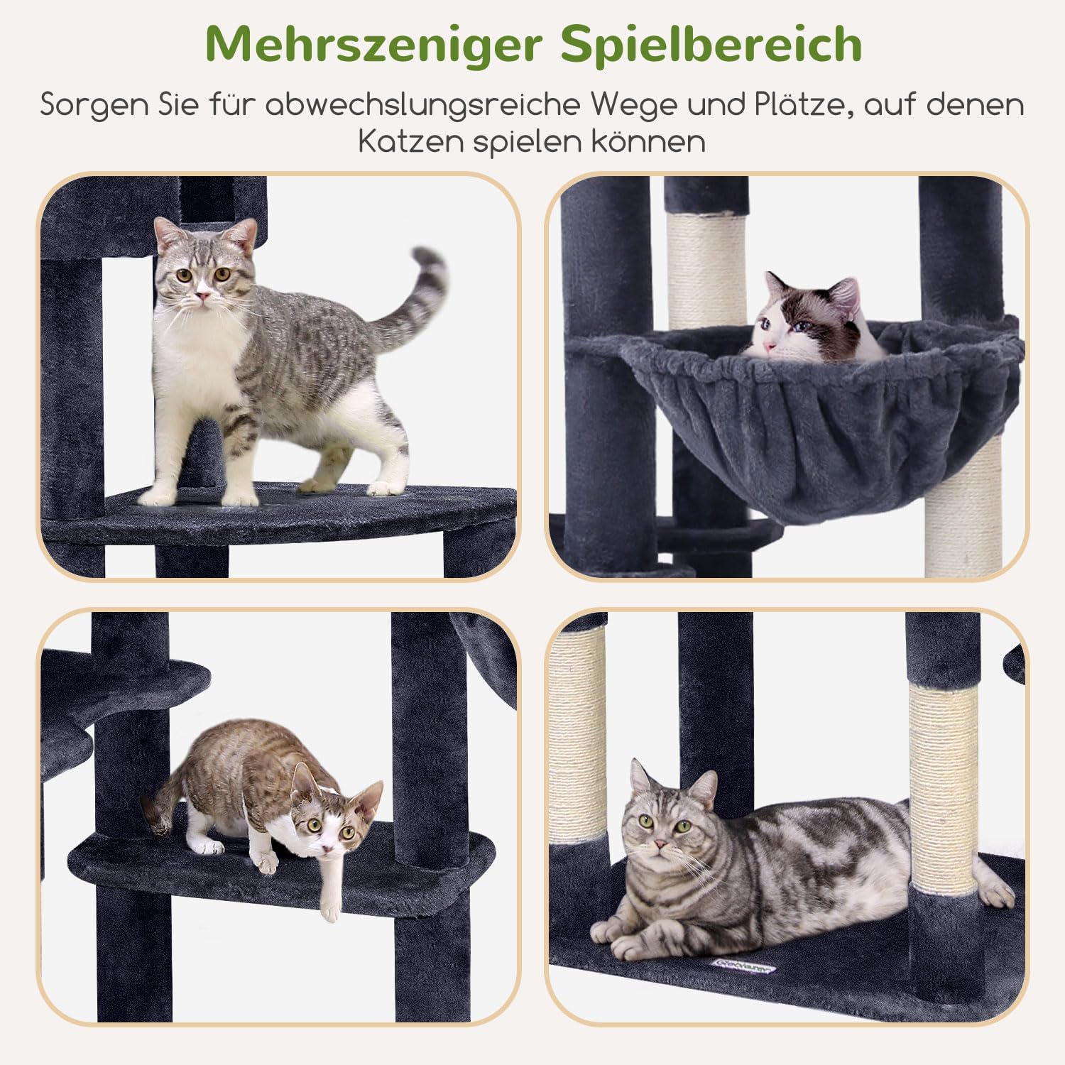 Thumbnail 4 de Globlazer XXL Kratzbaum für Große Katzen – 213 cm, stabil, mehrstöckig und mit Katzenhaus