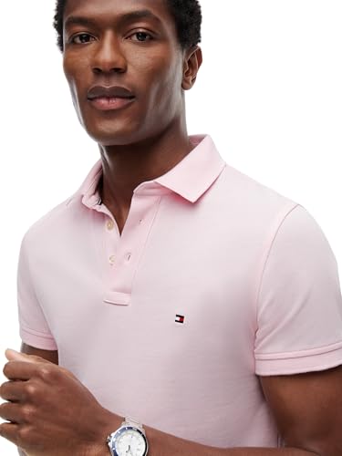 Detalle 2 de Tommy Hilfiger Polo de Manga Corta Hombre 1985 Slim Fit Rosa (Pink Lily), talla L