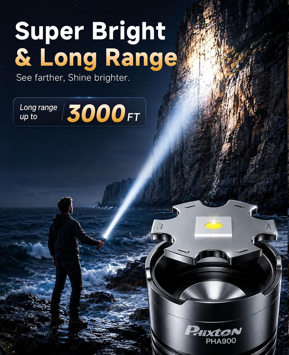 Detalle 2 de PHIXTON PHA900 Rechargeable Flashlight 2-Pack with USB-C and Red Light