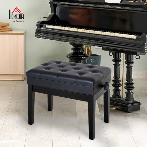 Thumbnail 1 de HOMCOM Banco de Piano con Storage y Patas de Madera, 54,5x33x48-58 cm Negro