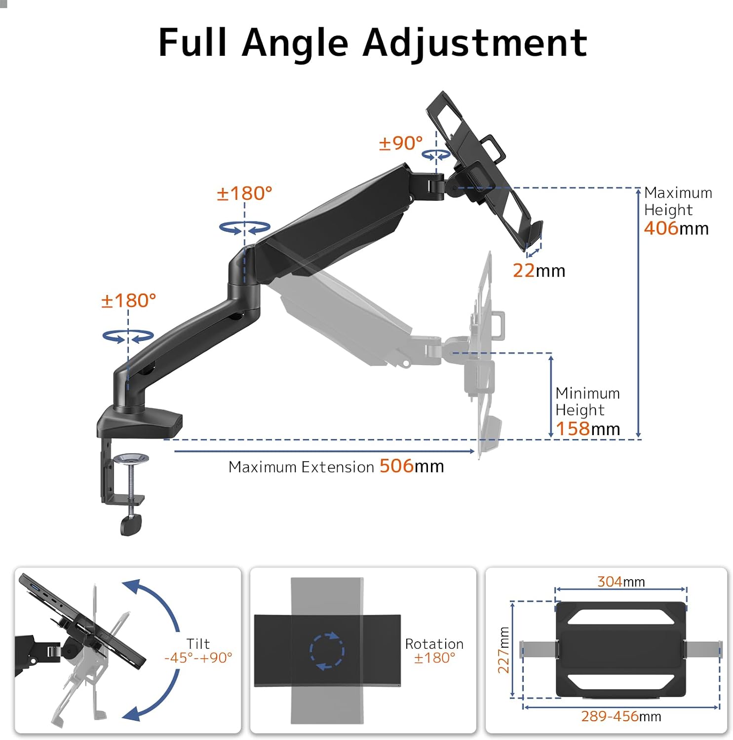 Detalle de STANDOPIA 2-in-1 Laptop-Halterung & Monitor-Ständer für Schreibtisch bis 9 kg, VESA 75/100 mm