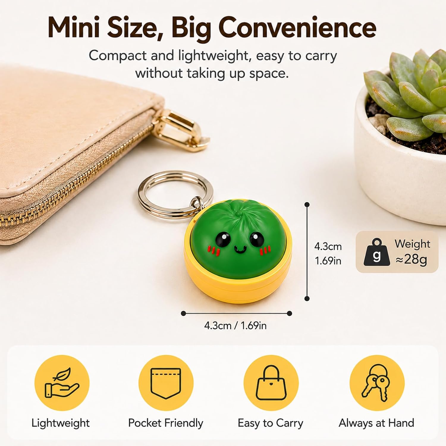 Detalle de Vicqpouy Set 6 Mini Dumpling Portachiavi con Click Meccanico – Antistress e Accessorio Multicolore