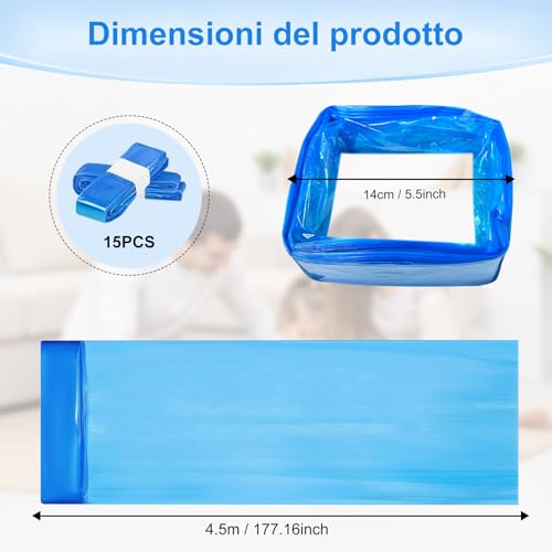 Thumbnail 4 de Cubtem 15 pezzi Sacchetti Ricambio per Secchi Pannolini, 4,5 m / 26 cm - Addensata, 7 strati anti-odore