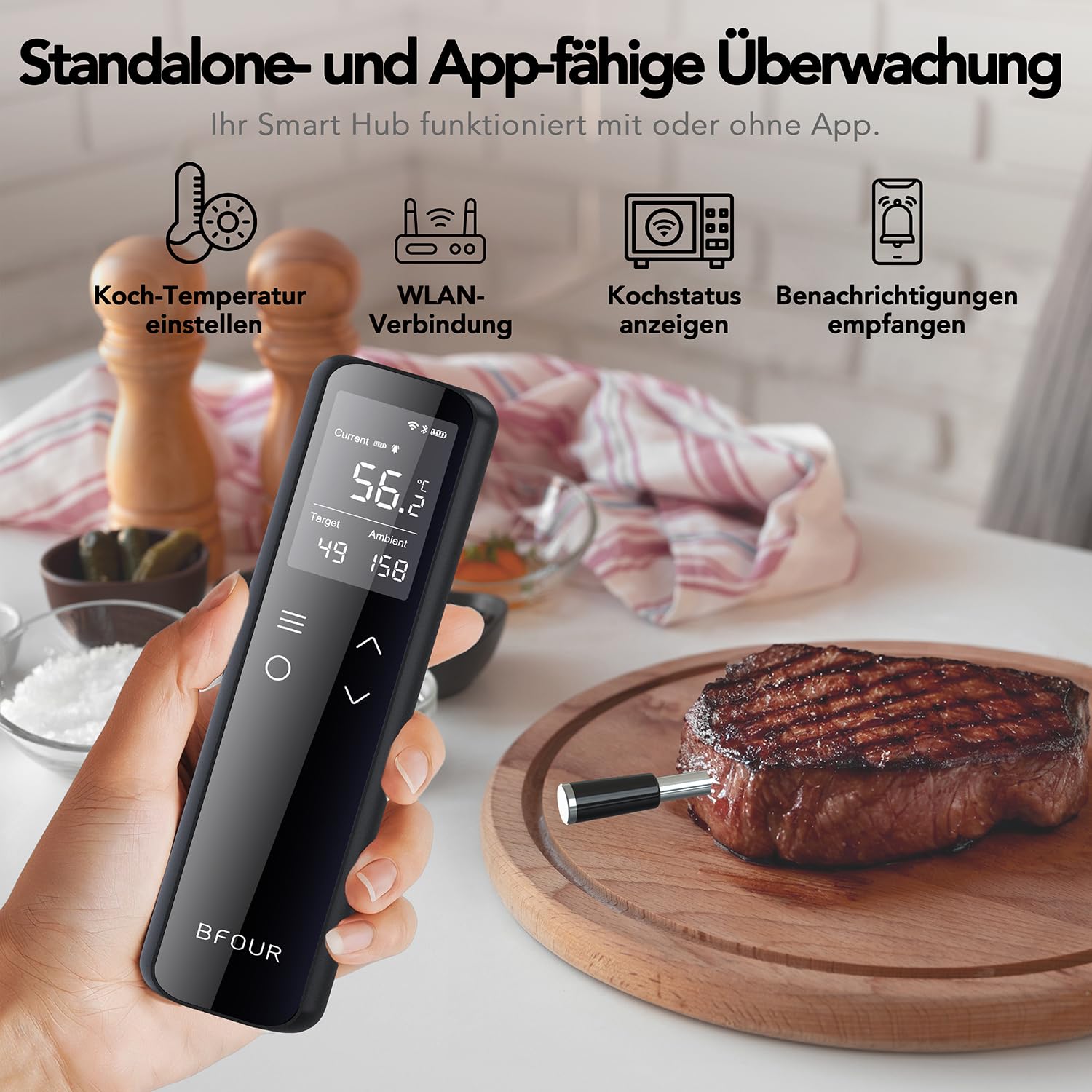 Detalle de BFOUR WiFi Fleischthermometer mit ±0,5 °C