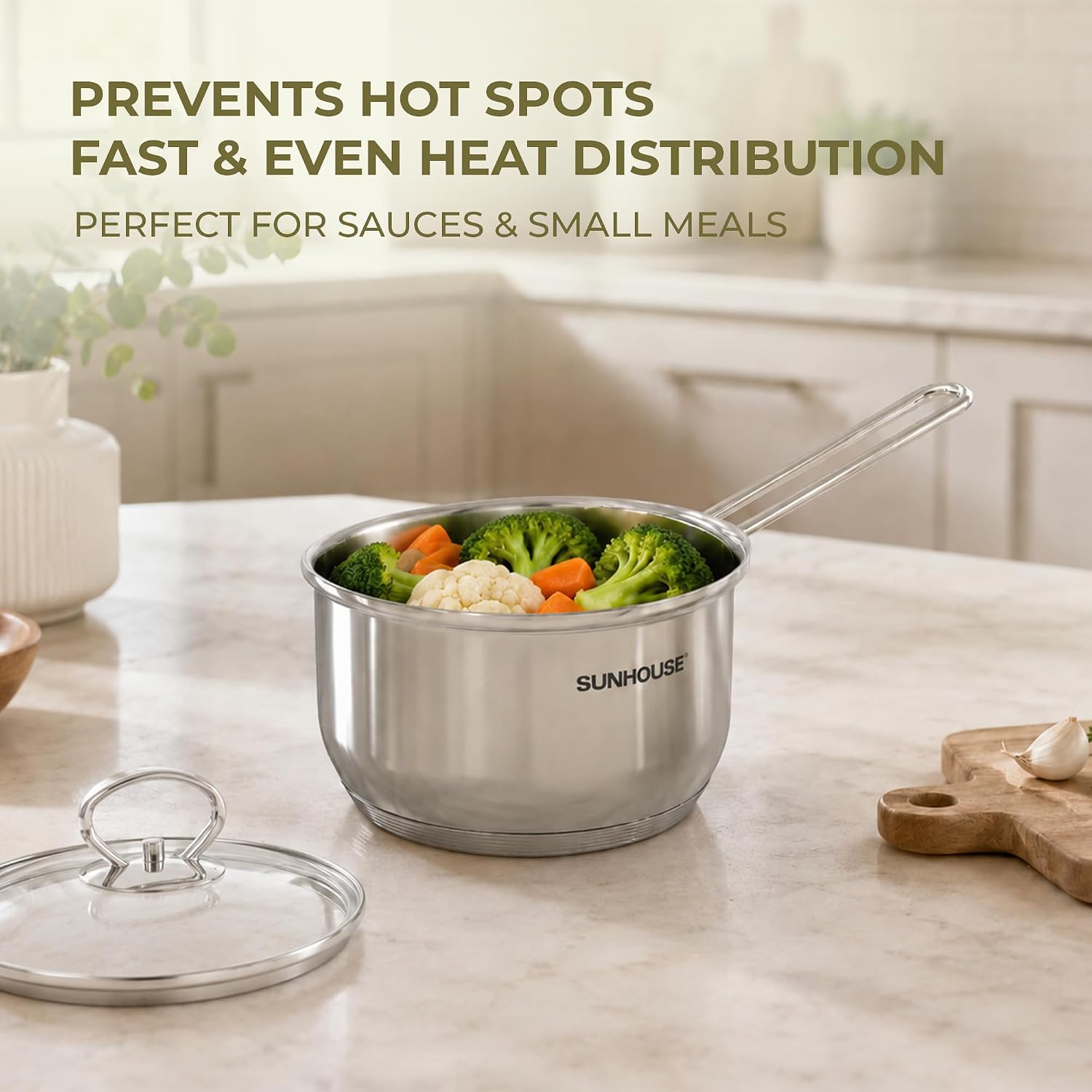 Detalle 2 de SUNHOUSE Stainless Steel Saucepan 1.5 qt