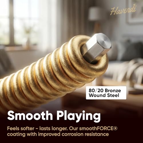 Detalle 2 de HAVENDI Acoustic Guitar Strings 80/20 Bronze – Light Gauge (12-53) with Coating and Picks