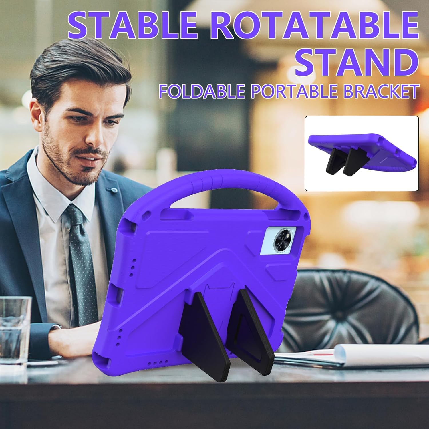 Detalle 2 de YRH Kids EVA Shockproof Case for Doogee U11 Tablet (2025) with Stand and Handle – Purple