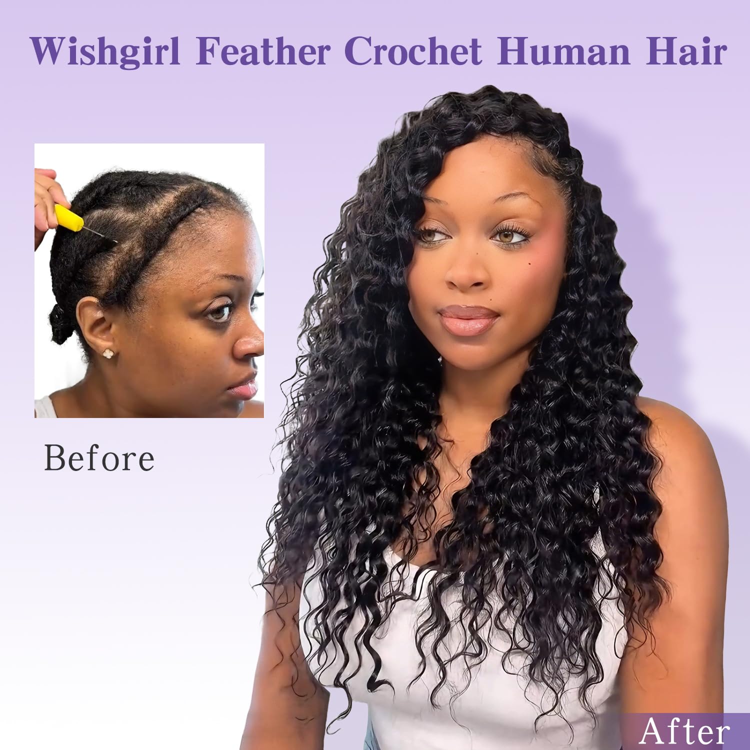 Detalle 2 de Wishgirl Deep Wave Crochet Hair 240g