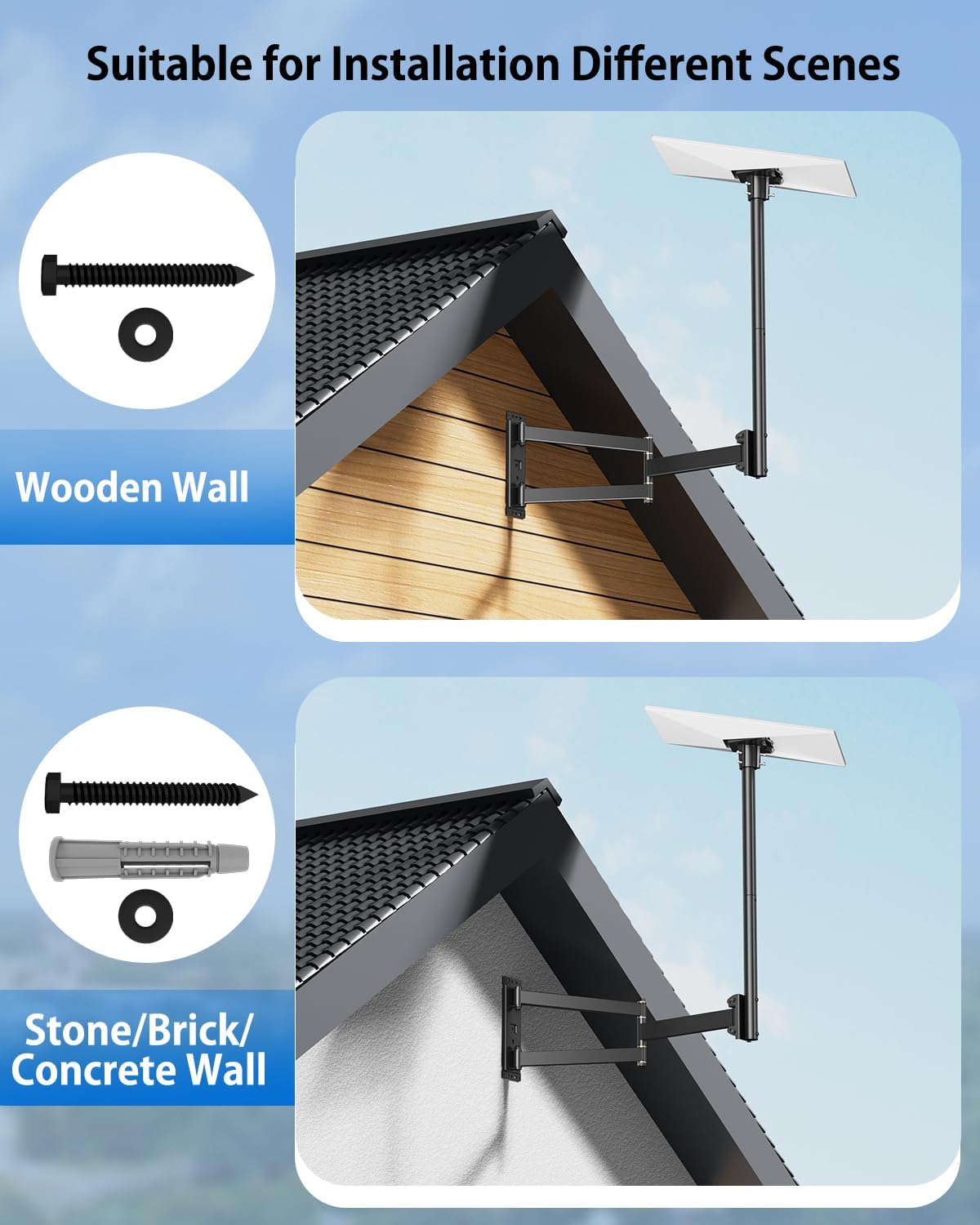 Detalle 2 de WHYFONE Starlink Gen 3 Mount (V3 Long Wall Mount) with 360° Adjustable Arms & Gen 3 Pipe Adapter