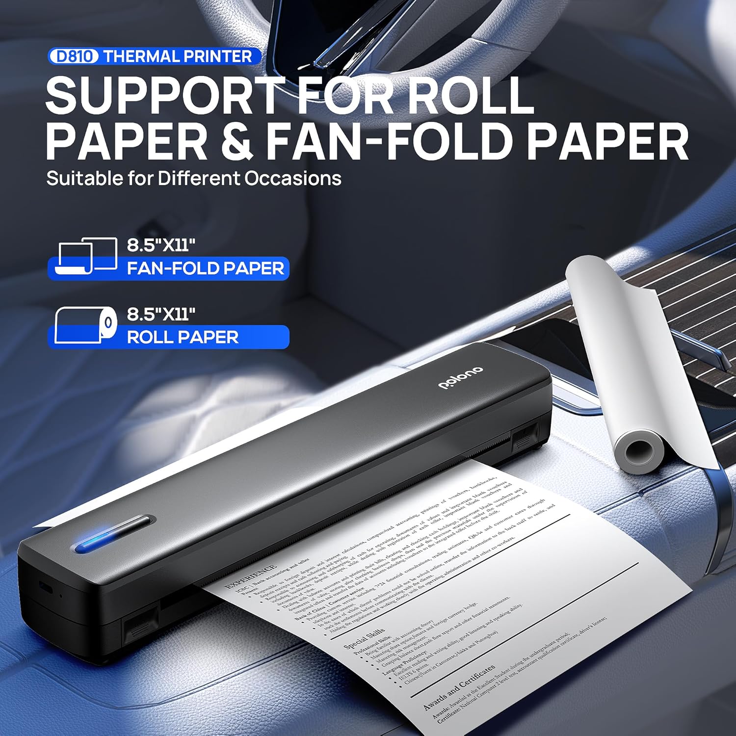 Thumbnail 3 de POLONO D810 portable thermal printer A4 support 📷