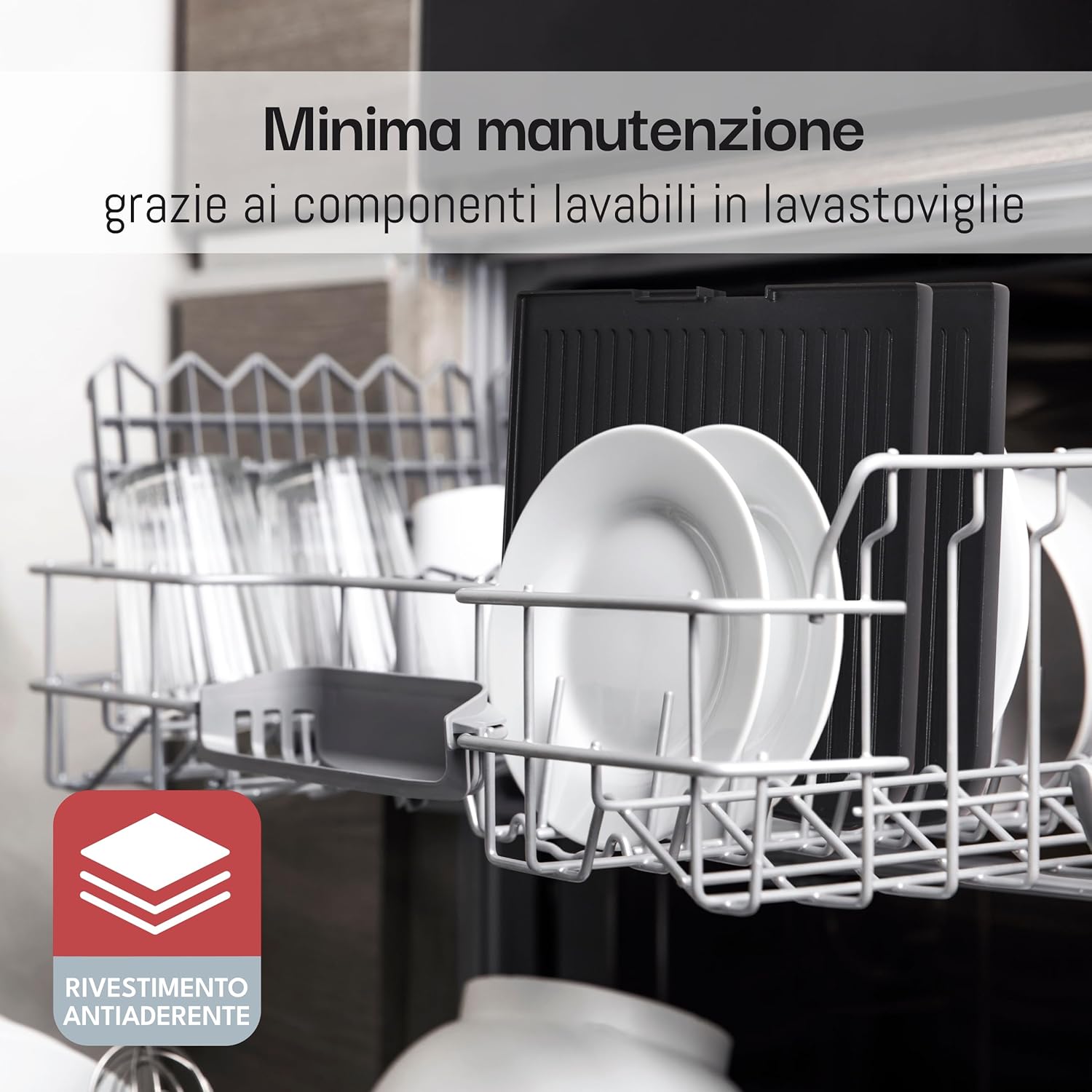 Detalle de LEBENLANG griglia elettrica XXL 2400W con pinze e paraspruzzi (uso interno ed esterno)