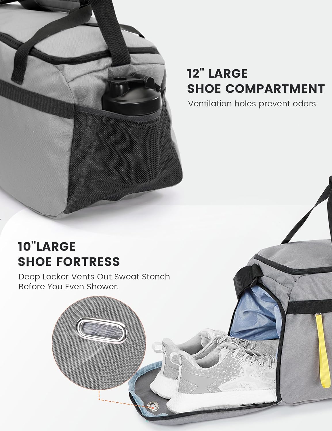 Detalle de SKYSPER 35L Sporttasche & Reisetasche – Schuhfach, Nassfach und viel Platz für Fitness & Reisen