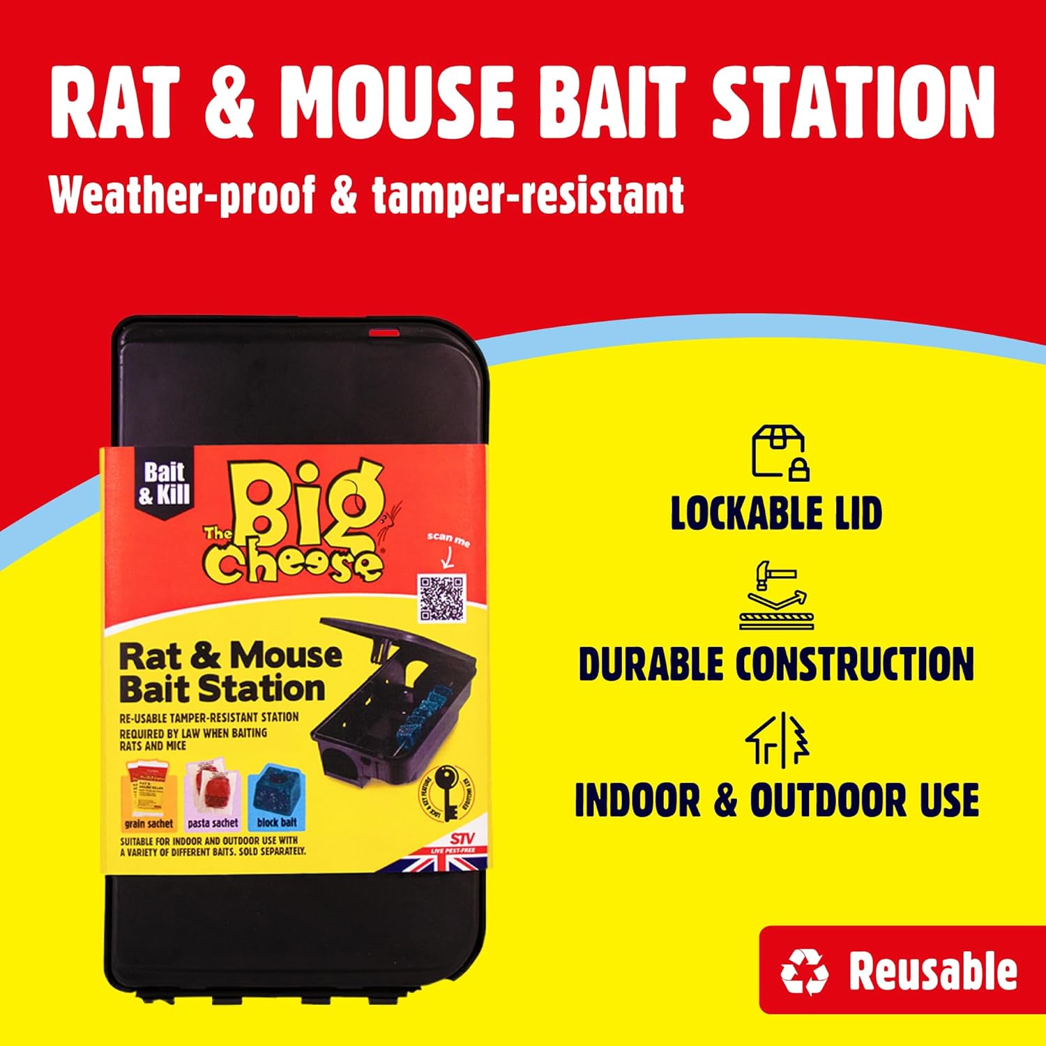 Detalle de The Big Cheese Rat & Mouse Bait Station: Reusable, Lockable & Weather-Proof