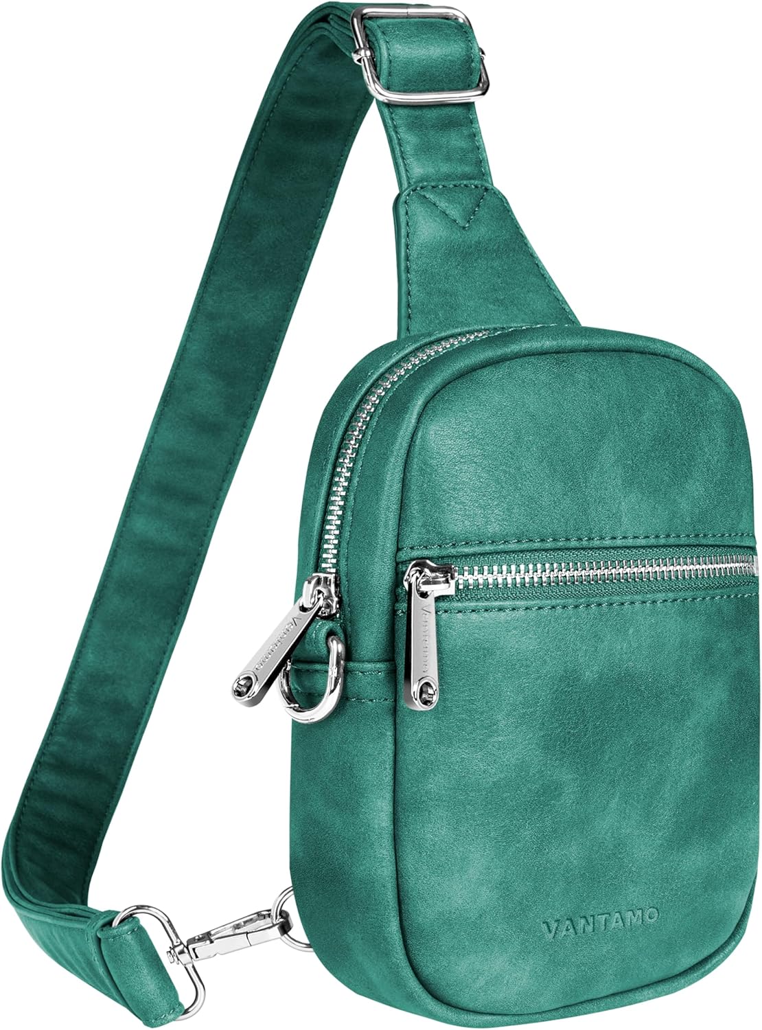 Detalle de Vantamo RFID Blocking Crossbody Bag for Women – Vegan Leather Sling with Anti-Pickpocket Clip