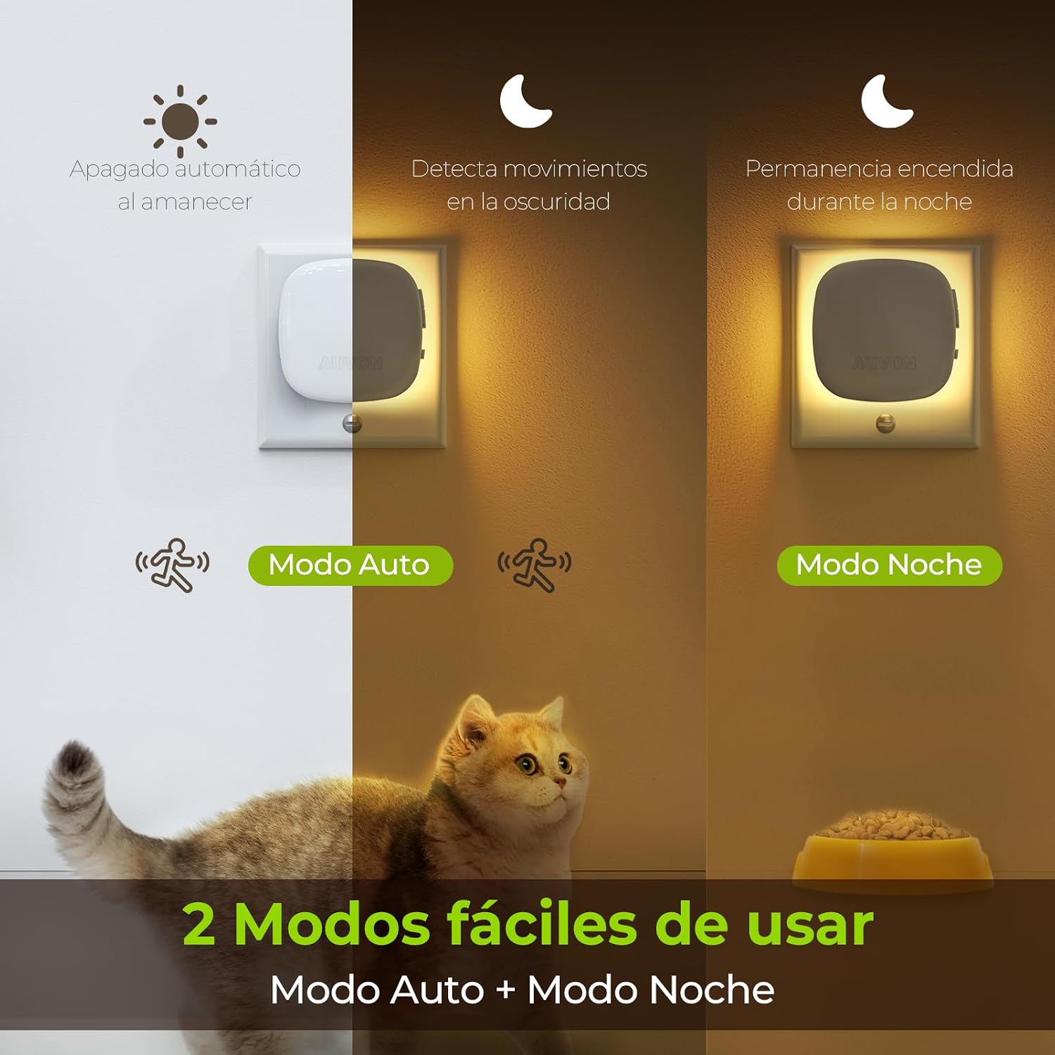 Detalle de AUVON luz nocturna infantil enchufe, 2 uds