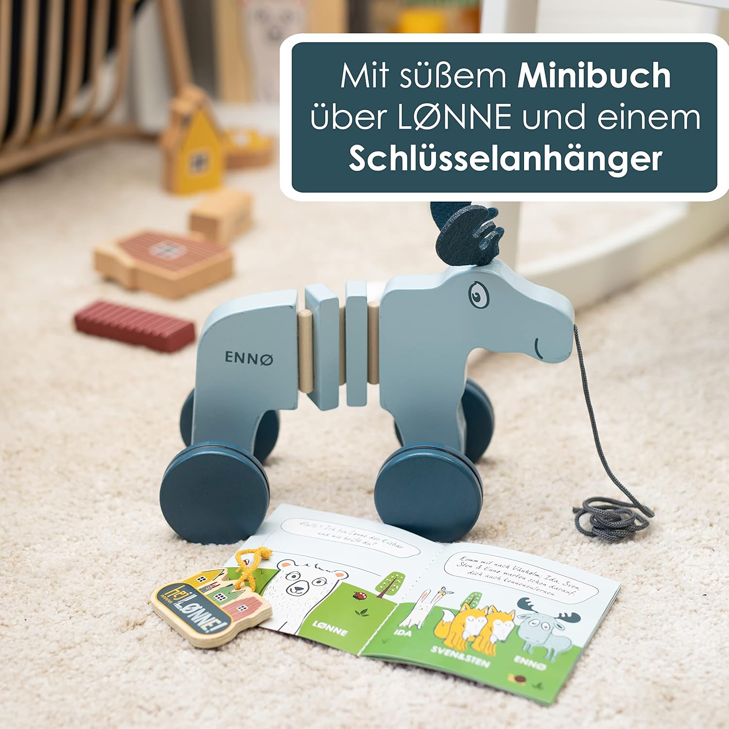 Thumbnail 4 de HEJ LØNNE Alce da Tirare in Legno 22x8,5x16,5 cm