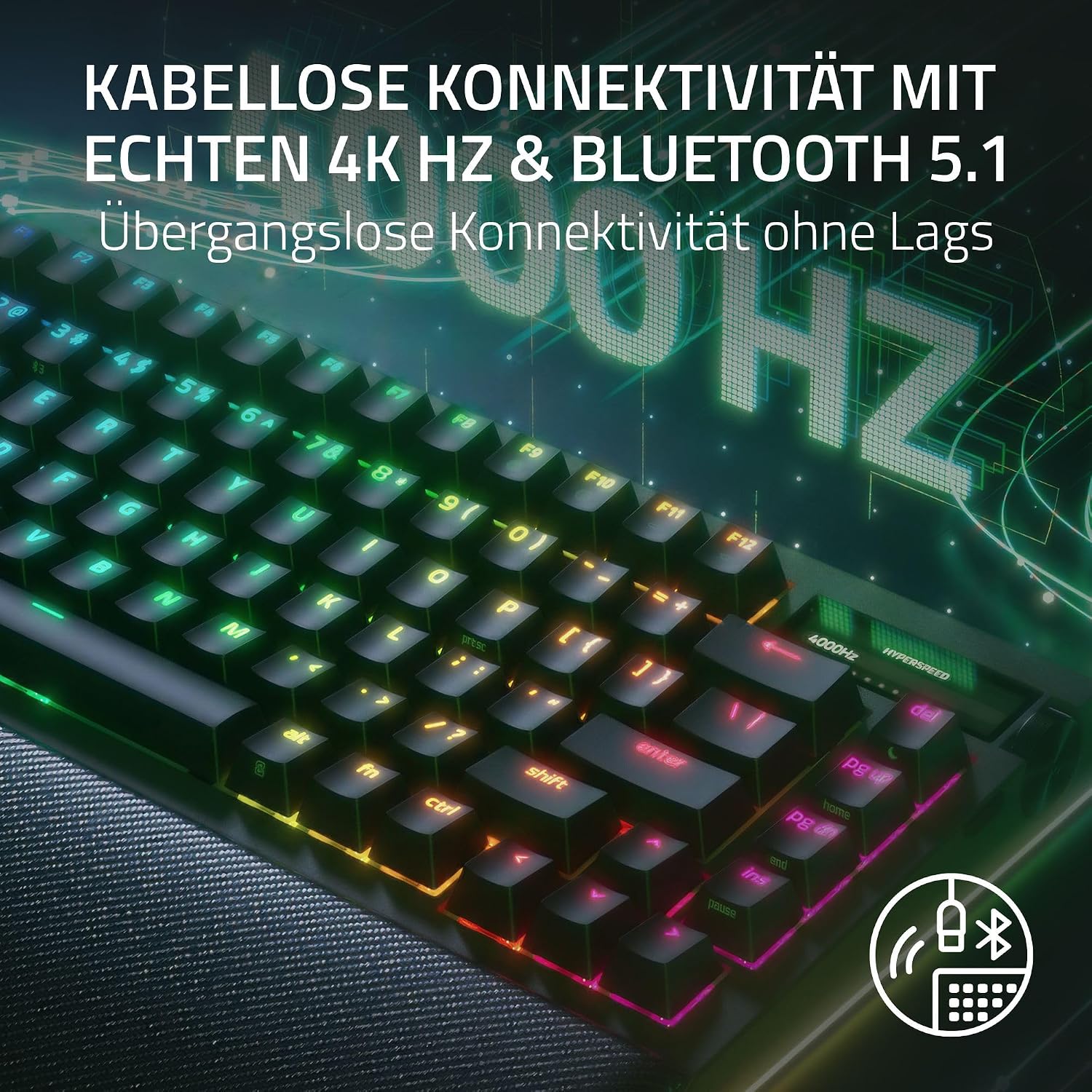 Detalle 2 de Razer BlackWidow V4 Pro 75% – kabellose, hot-swap Gaming-Tastatur mit OLED-Display und magnetischer Handballenauflage