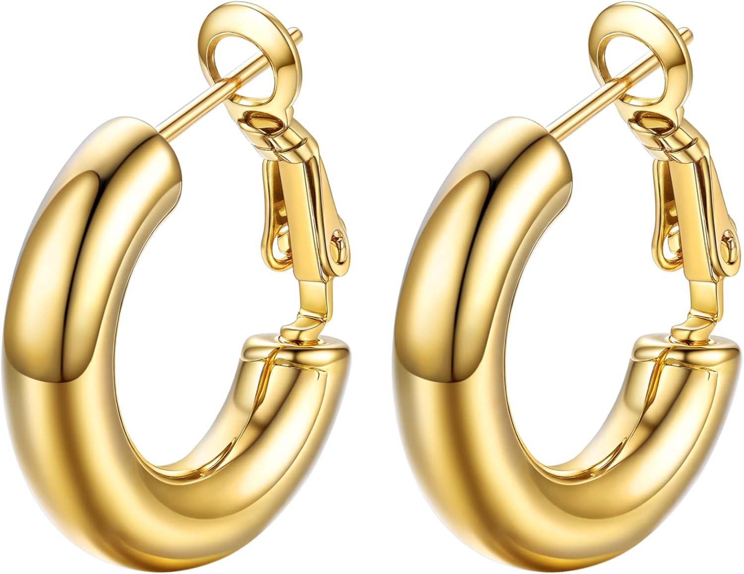 Thumbnail 4 de PROSTEEL orecchini a cerchio in acciaio 316L tono oro oversize 30/40/60/80 mm